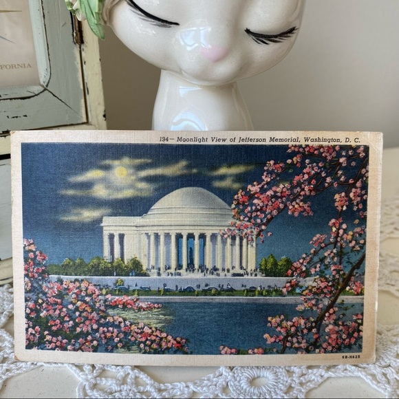 1956 Jefferson Memorial Washington D.C. Postcard w/ 2 cent stamp - Picture 7 of 7